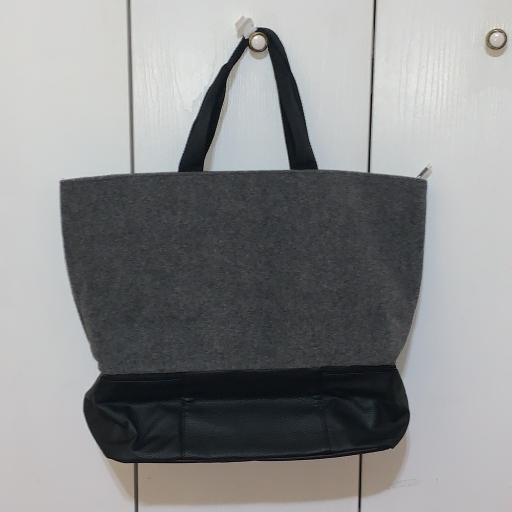 DSW faux wool & leather tote - Picture 2 of 9